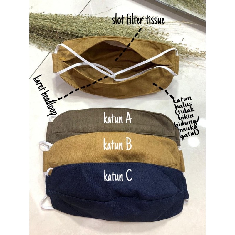 MASKER KAIN EVO POLOS / Masker Hijab Kain / Masker 3Ply Kain