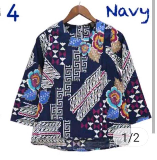 Vl88 - Atasan Baju Batik Wanita Lengan Panjang U/ Blouse Muslimah & Hijaber Bahan Katun Strecth