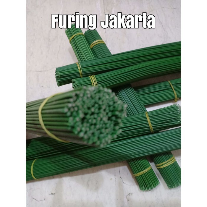 Batang Kawat bunga Tangkai Bunga Kawat per kg Kawat Tangkai Bunga No.16 Lapis Plastik Hijau Dan Puti