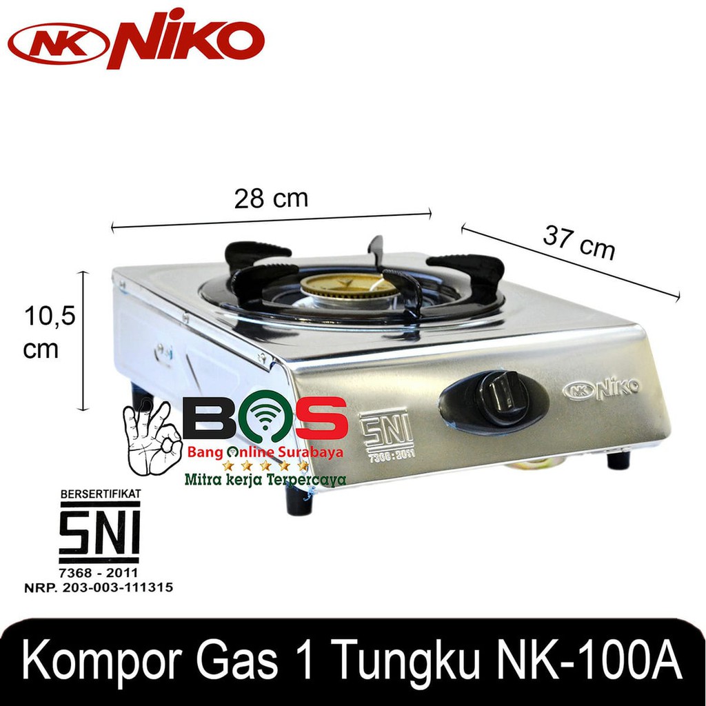 Kompor 1 Tungku Stainless Niko NK-100A NK 100A NK100A Kompor 1 Tungku