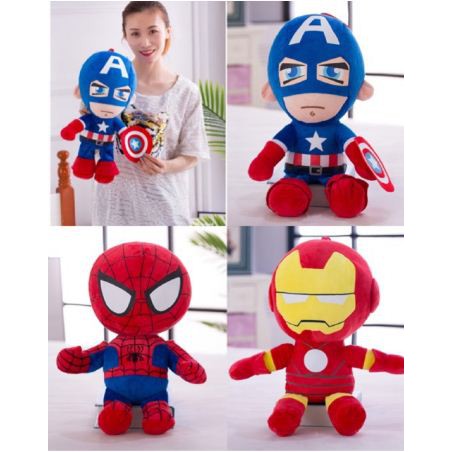 BONEKA IRONMAN AVENGERS IRON MAN BATMAN SPIDERMAN CAPTAIN AMERICA JUMBO BESAR GEDE 40CM