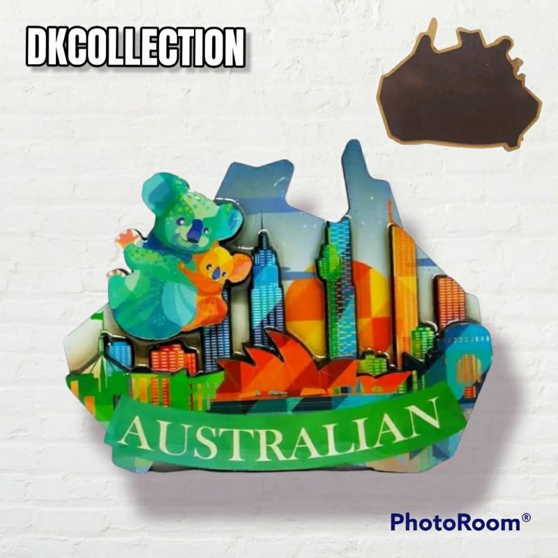 Magnet kulkas Australia tempelan kulkas Australia magnet ausi australia bahan kayu