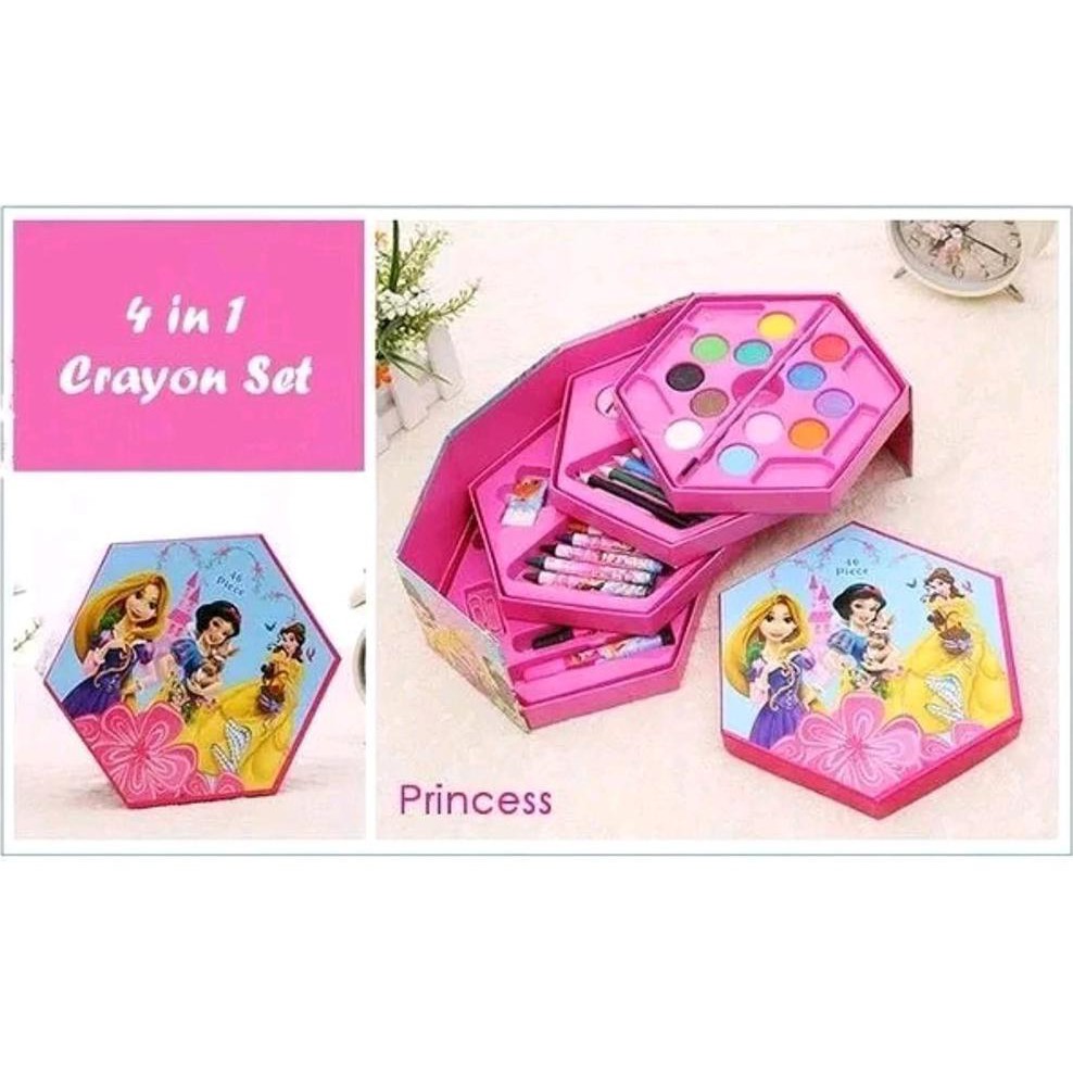 

Crayon 4 in 1 Set dengan 4 susun isi 46 pcs untuk mewarnai dan menggambar anak