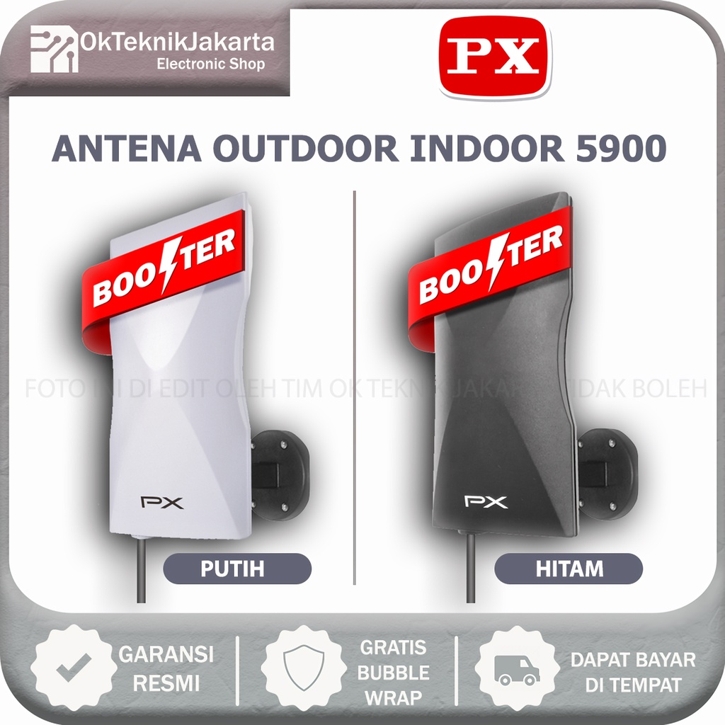 Antena TV Digital Analog PX DA 5900 Kabel 12M Booster Indoor-Outdoor