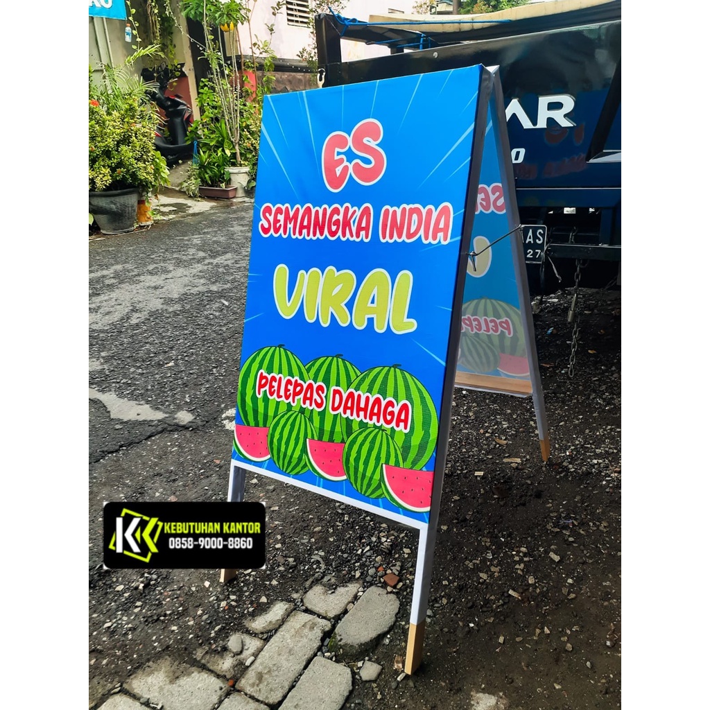 Jual Banner Kayu Portable 50x80cm Papan Promosi Kayu Standing Banner