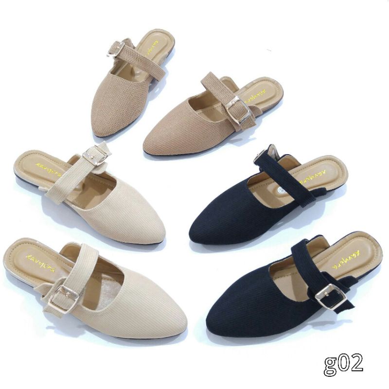 Borneo Sendal Wanita Slip On Sandal Mules Gesper Premium by Xavyera kd g02