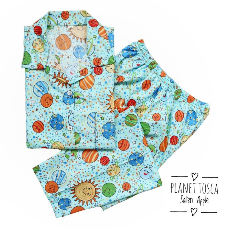 Piyama Wanita Baju Tidur Wanita Dewasa Baju Tidur Piyama Satin Apple-Planet Tosca