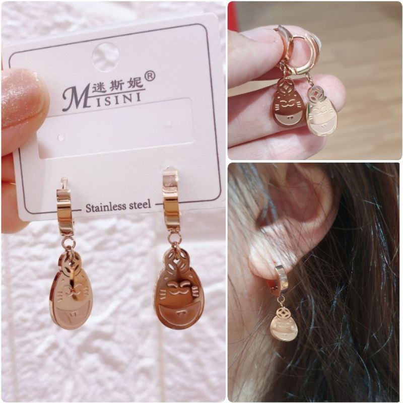 Anting Titanium Premium asli Rosegold  earring Stainless Steel anti karat anti alergi Ta-28