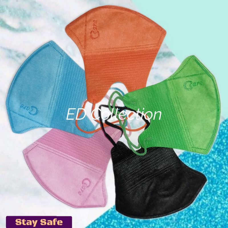 MS - Masker Duckbill O Care Mouson Garis Hijau Biru Orange Black White Green Blue