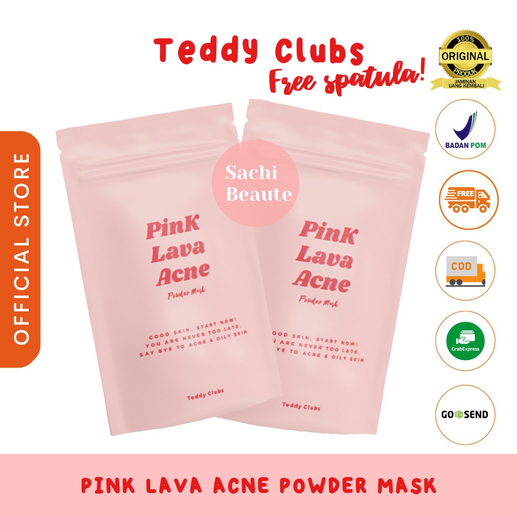 Teddy Clubs Pink Lava Acne Powder Mask FREE SPATULA