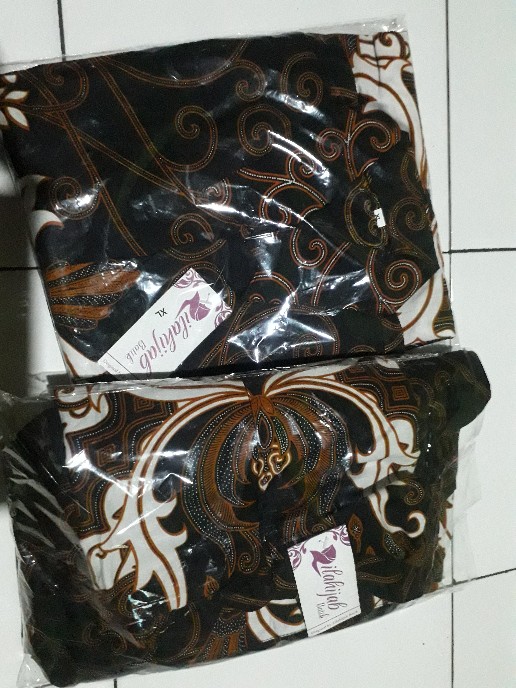 Big Size Jumbo Size Fit Xxl Ld 110 Cm Couple Batik Model Gamis Warna Hitam