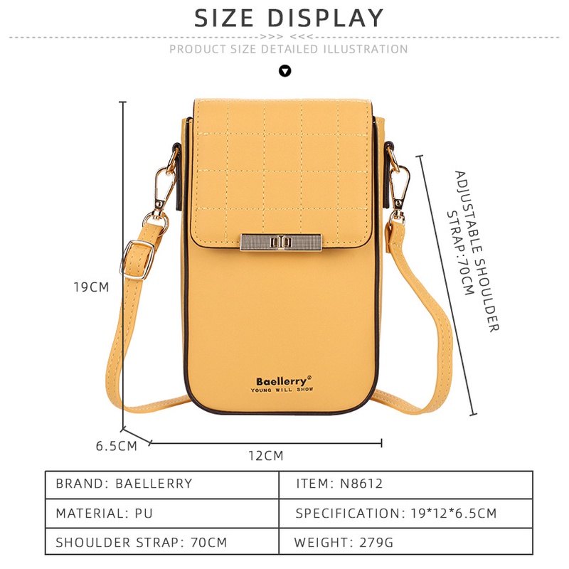 [BISA COD] BAELLERRY N8612 Tas Selempang Wanita Tas Handphone Sling Bag Kulit PU Leather Premium