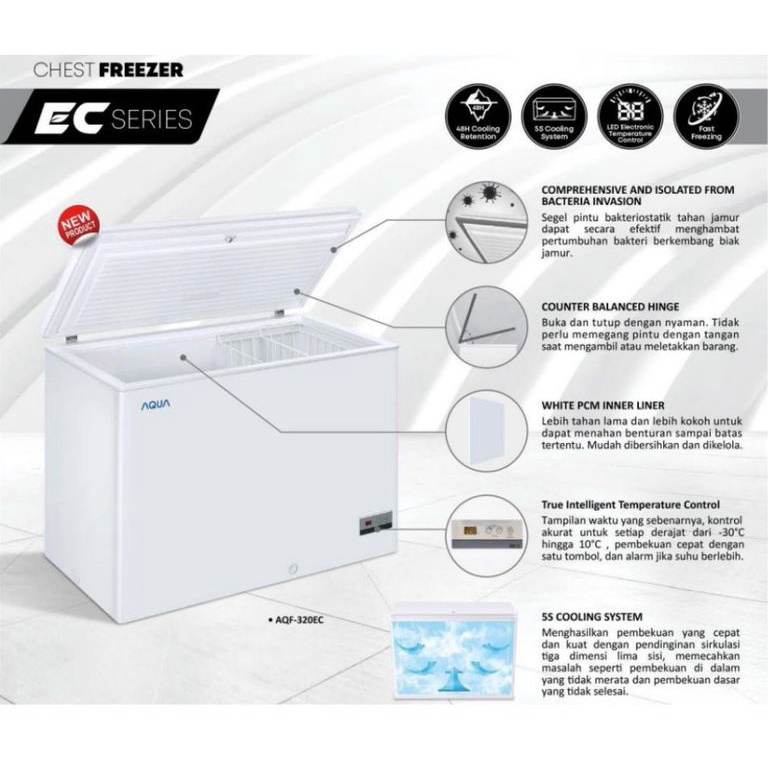 AQUA AQF 320 EC CHEST FREEZER BOX L LEMARI PEMBEKU LITER