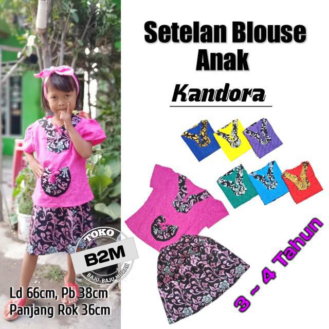 Baju Setelan Anak Perempuan / Setelan Blus Anak Rok Songket Skirt Prada Kantong Doraemon