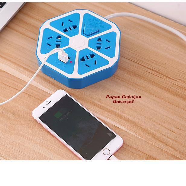 Stop Kontak Universal Colokan Hexagonal 4 USB