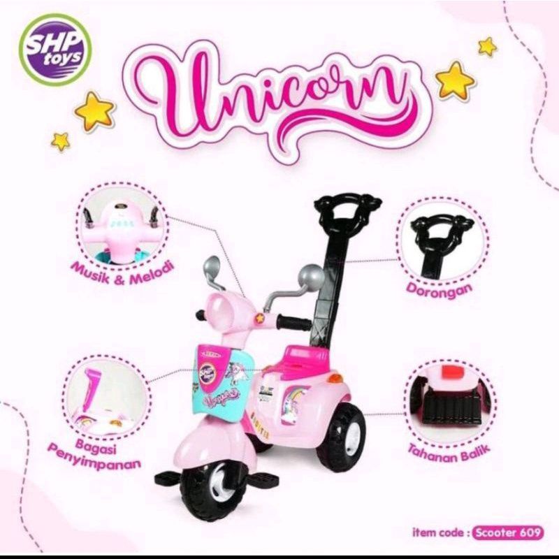 [KSB] Scooter Scoopy / Vespa Mio Pancal / Mainan Sepeda anak Roda Tiga Gowes Vespa Pancal Musik Doro