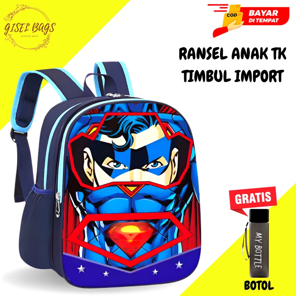 GB Ransel anak laki laki paud dan tk gambar karakter timbul superhero import