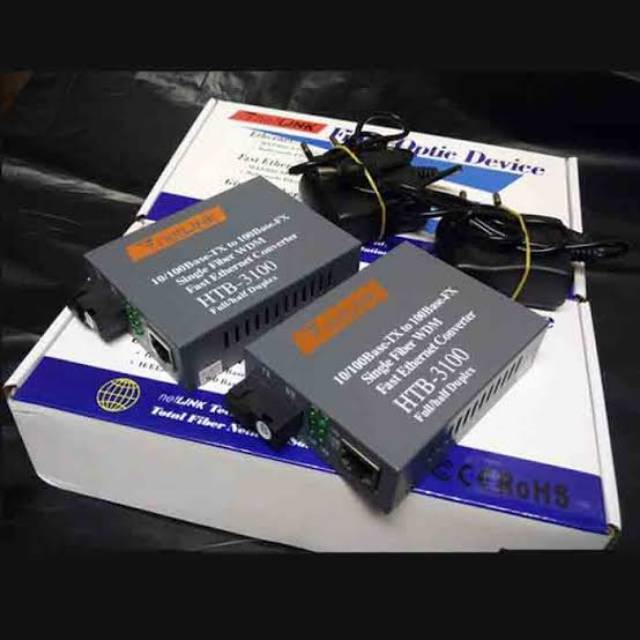 Netlink HTB-3100-A/B Media Converter Fiber Optic FO 10/100 (sepasang/2 unit)