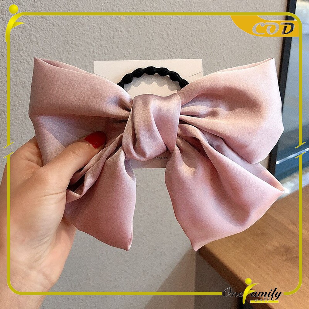 ONE-C160 Ikat Rambut Pita Besar Kuncir Rambut Hairband Aksesoris Wanita Kunciran Rambut Korea Style-PITA PINK MUDA