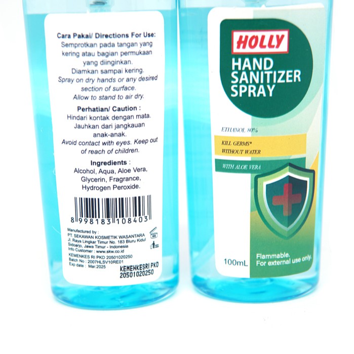 Hand Sanitizer 250 ml merk HOLLY 100% Ori