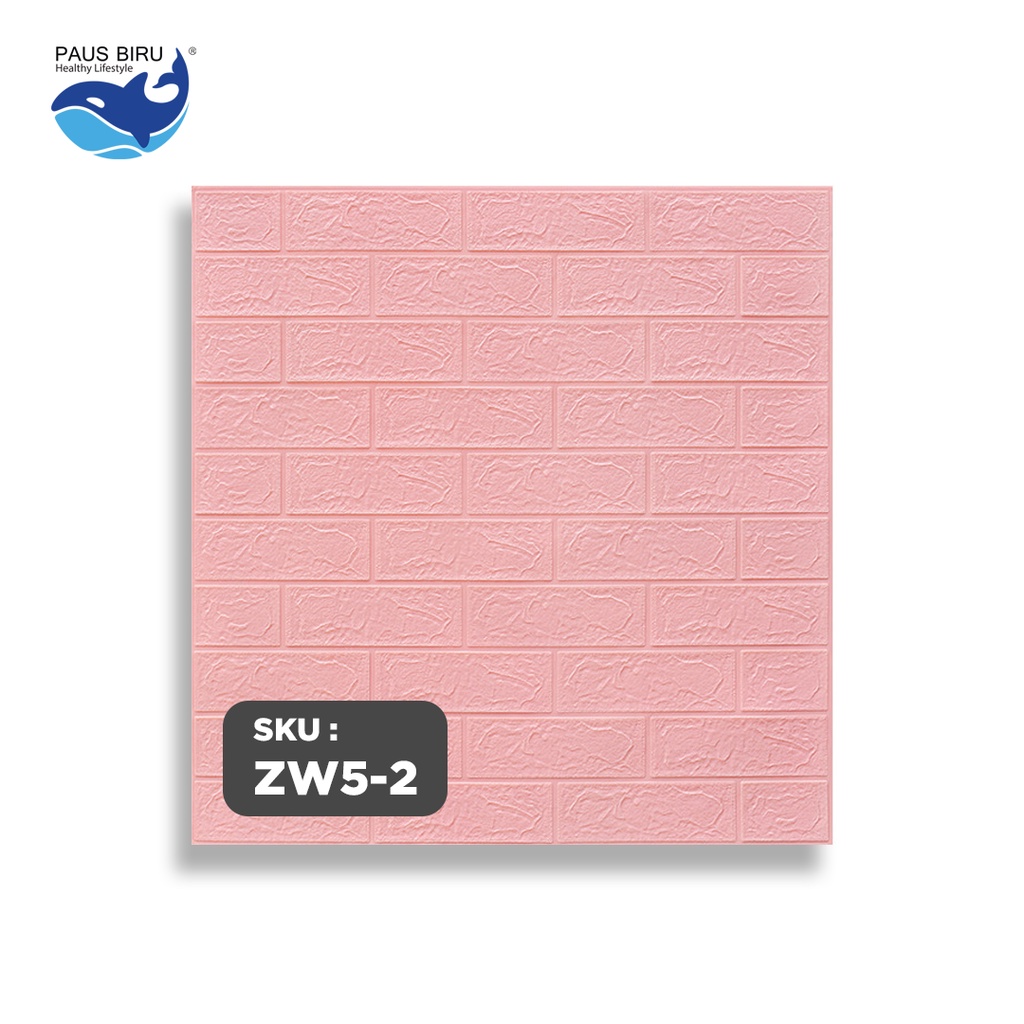 Paus Biru - Wallpaper Dinding 3D bata / wallpaper 3D Foam 77x70cm ketebalan 4.5mm-W52 PINK 4.5mm
