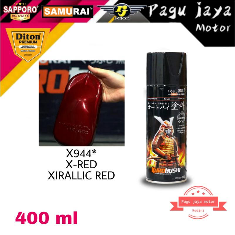 SAMURAI PAINT XIRALLIC RED MERAH X944* X-RED 400ml cat semprot spray paint pilox pilok