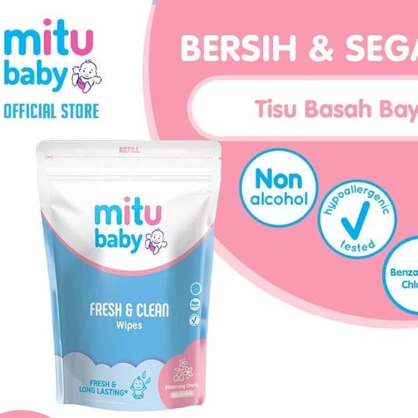 MITU WIPES FRESH&amp;CLEAN PINK CHERRY 60'S REF