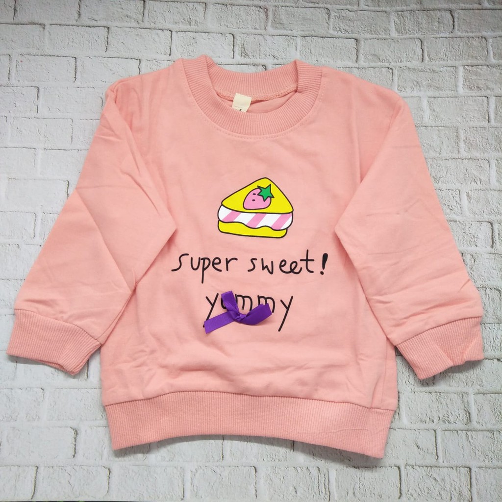 Sweater / Baju anak perempuan lucu murah usia 1-4Thn 100% import premium gambar SUPER SWEET SWTR03