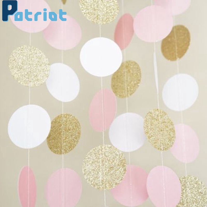 [ Glitter Circle Polka Dots Garland Banner Decoration For Christmas Festival Birthday Wedding Party ]