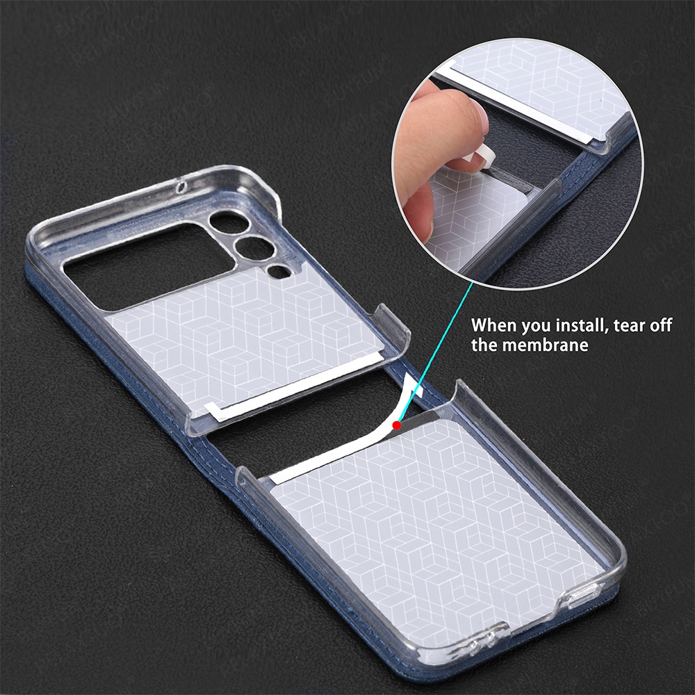 Case Samsung Galaxy Z Flip 4 / Case Samsung Galaxy Z Flip 3 5G Leather Flip Phone Case Card Slot / Lanyard / Ring Loop / Ring Holder Luxury Phone Case Cover