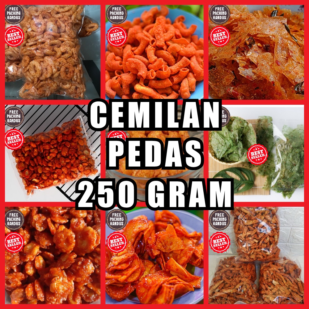 

makanan ringan serba pedas 250 gram snack kiloan jajanan cemilan camilan jadul