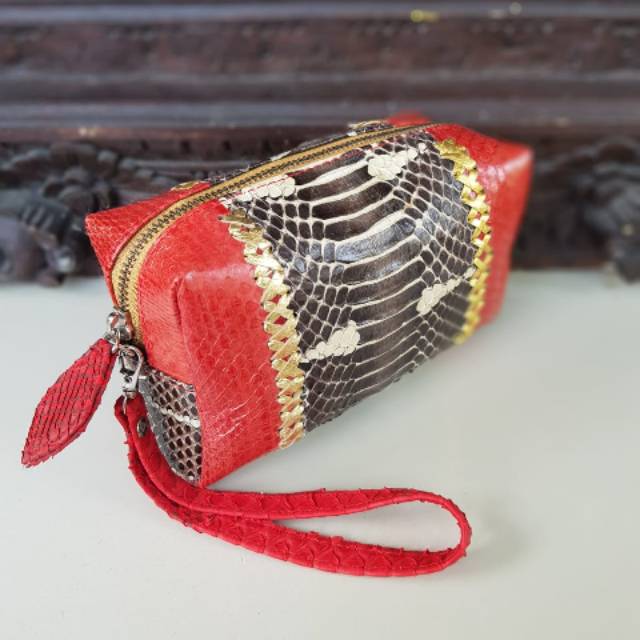 Dompet kosmetik full kulit ular