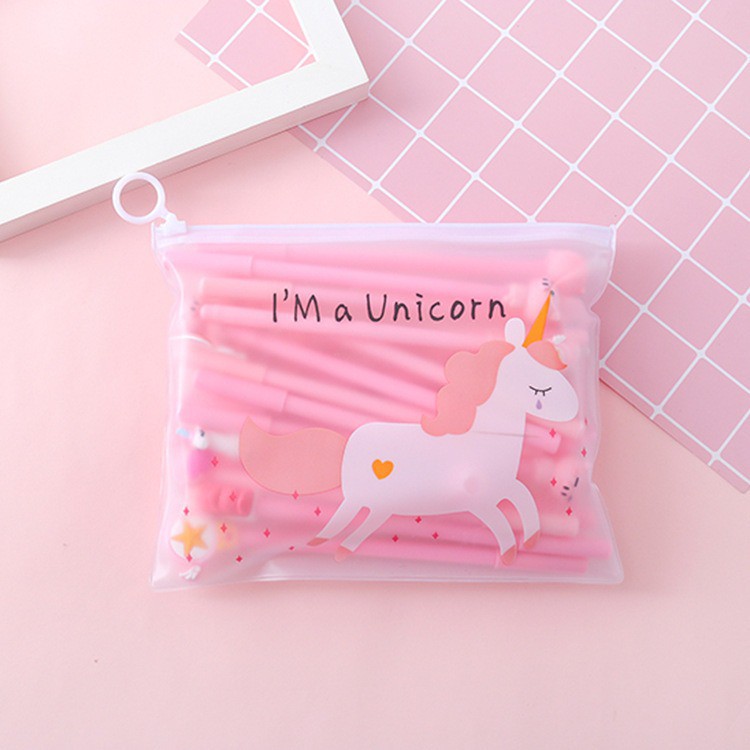 OVERFLOWS.ID ZIPPER POUCH CACTUS UNICORN TEMPAT PENSIL TRANSPARANT FLAT POUCH IMPORT KAKTUS-Unicorn - C