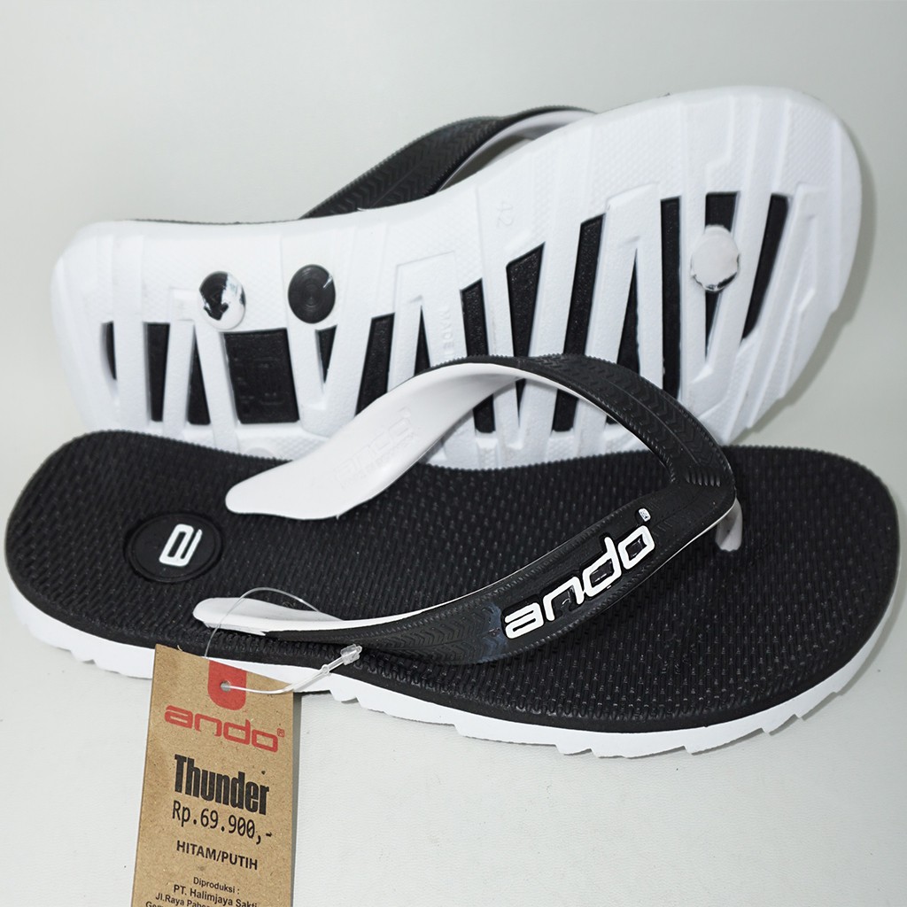 Sandal Jepit Ando Thunder Termurah Hitam Putih