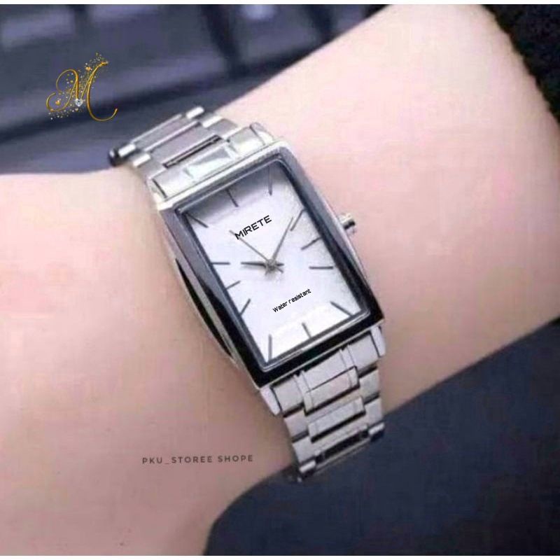 JAM TANGAN CEWEK PERSEGI RANTAI STAINLIS STEL TAHAN AIR_JAM TANGAN KASUAL WANITA WATER RESISITANT_JAM TANGAN CEWEK MIRETE ORIGINAL FREE BATRAI JAM TANGAN SPORTY WANITA/CEWEK COD BAYAR DI TEMPAT JAM TANGAN WANITA MURAH_JAM TANGAN CEWEK TERLARISS