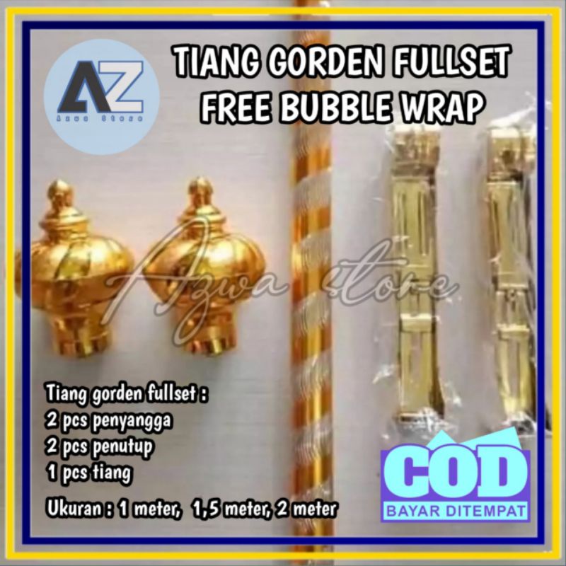 Tiang/Batang gorden 50 cm, 75 cm, 1 meter, 1,25 meter, 1,5 meter, 2 meter Fullset murah free bubble wrap