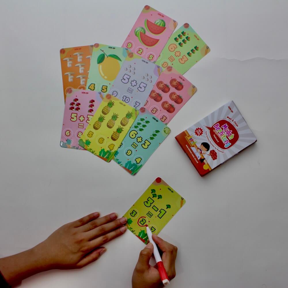 Flash Card Wipe &amp; Clean Mudah Berhitung - Kartu Edukasi Belajar Anak - Konsep Studio Original