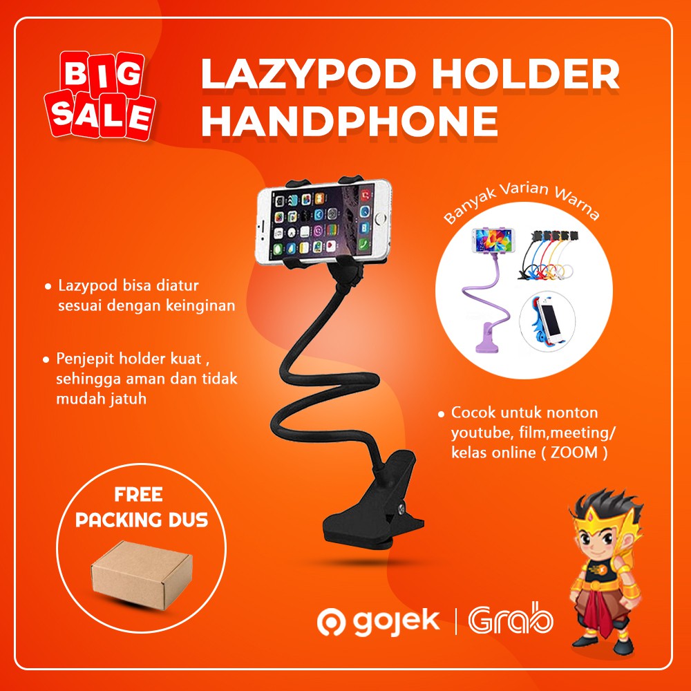 Lazypod Holder Fleksibel Universal Jepitan Handphone Stand