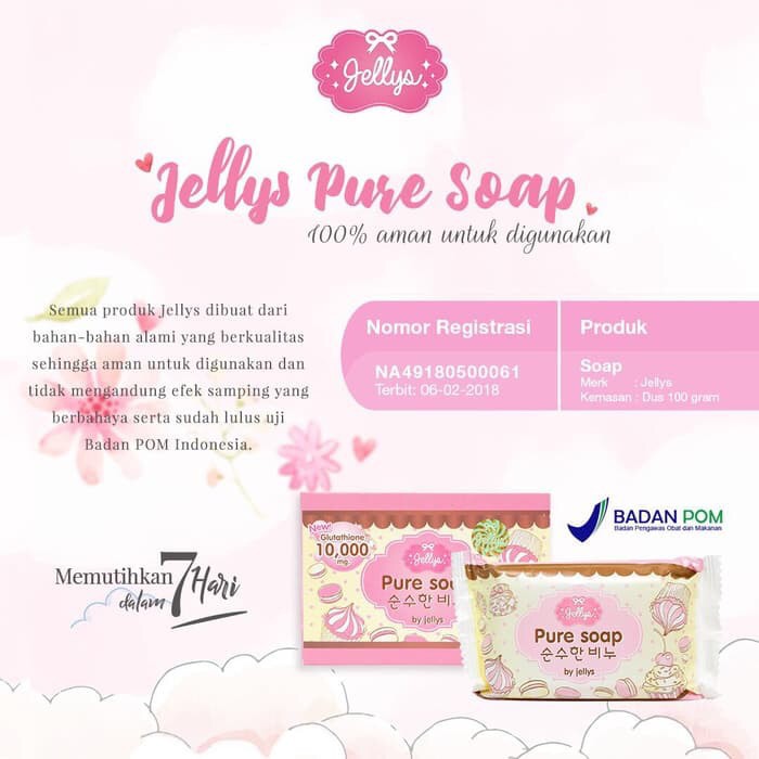 Sabun pemutih badanWajah  pure shop Whitening by Jellys Thailand