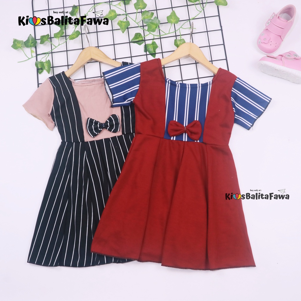 Dress Nadine uk 3-5 Tahun / Dress Pesta Anak Perempuan Dres Baju Import Gaun Polos Flower Lengan