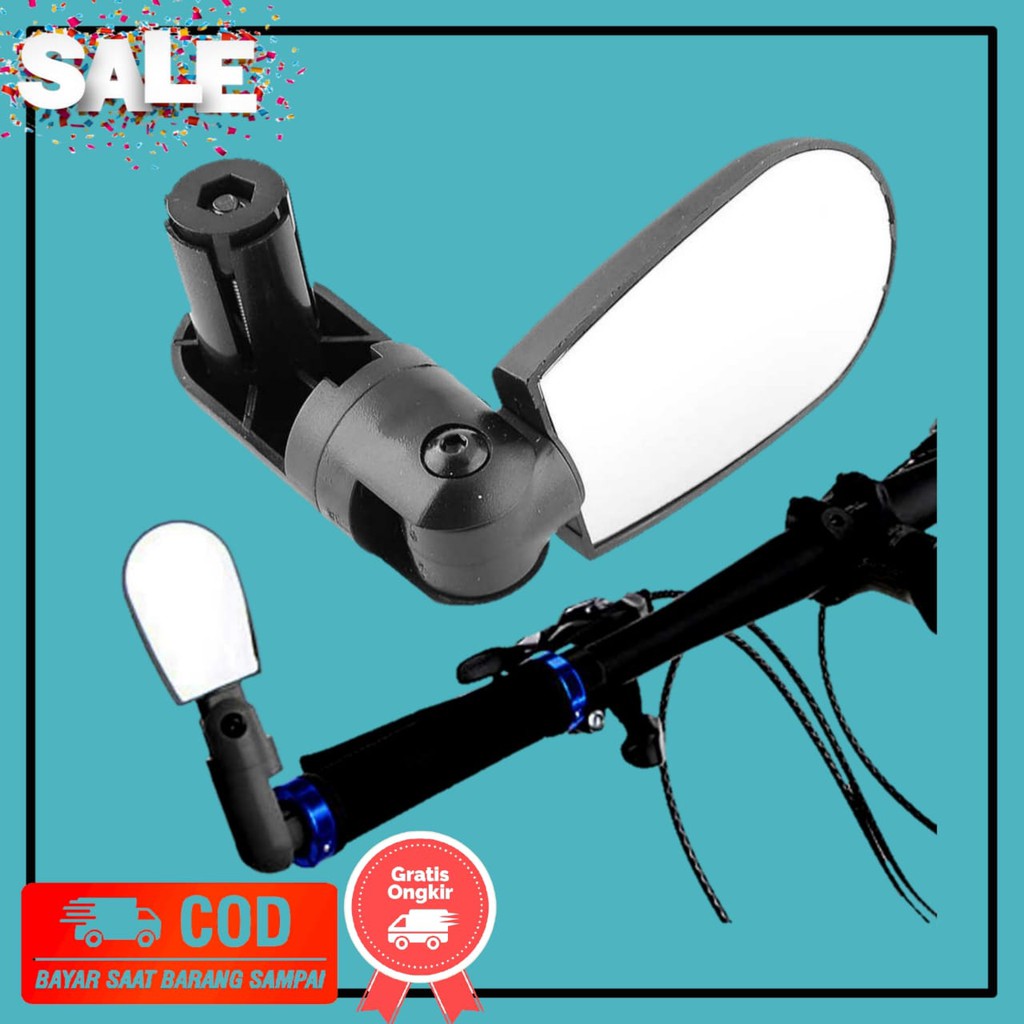 Kaca Spion Sepeda Kotak Handlebar 360 Rotate / Spion Sepeda MTB Hitam 1PCS