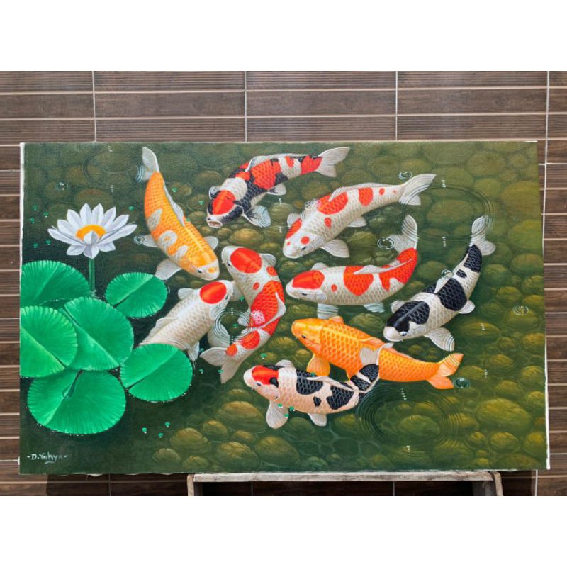 Lukisan Ikan Koi Berkualitas Ukuran 135x85
