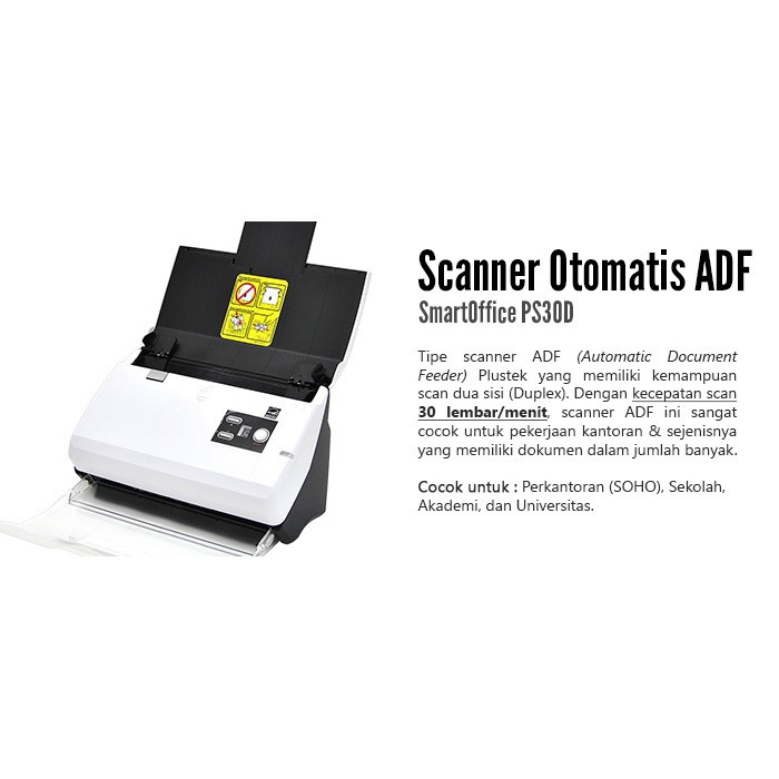 Scanner Plustek SmartOffice PS30D 30 Lembar per menit F4 atau Folio