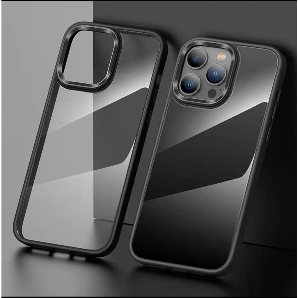 Phone case Metal Camera + Metal Button for iPhone 14 12 13 14 Pro Max Transparent Acrylic iPhone 14 Max Hard Case