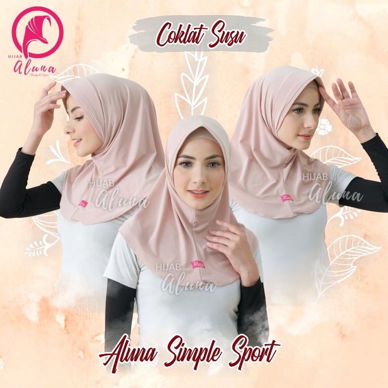 Instant Simple Sport By Hijab Aluna Official | Kerudung | Jilbab | Hijab | Hijab Instan | Jilbab Instan | Jersey Stella-Coklat Susu