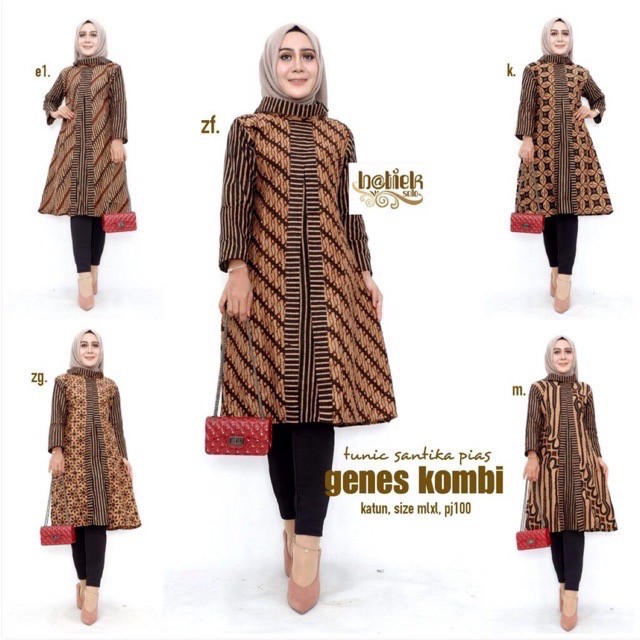 Tunik Santika Pias Genes Kombi Couple Sarimbit Batik Modern Midi Dress Casual Kerja Seragam Kantor
