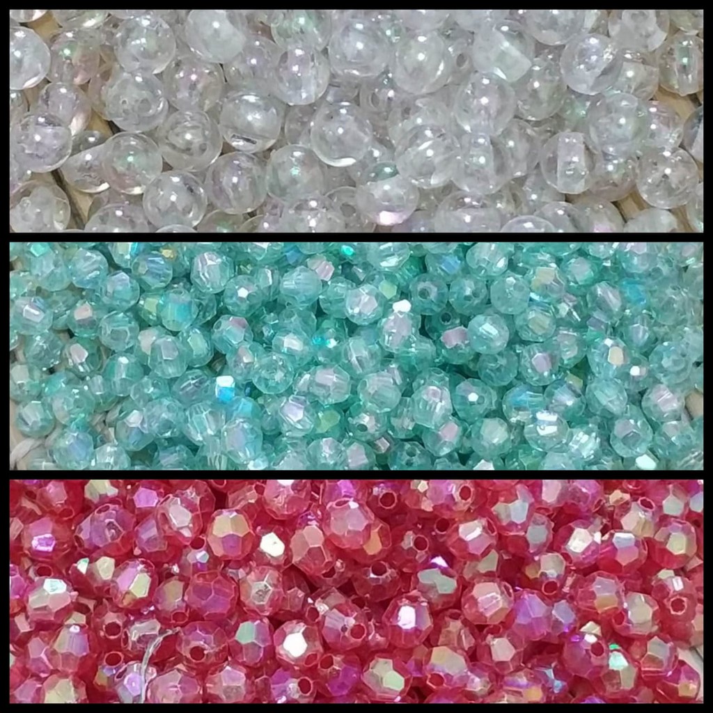 4 mm 6 mm - Mute / Monte / Manik - Mute Pelangi Mengkilap 25 gr / Aksesoris Kalung Gelang Kerajinan