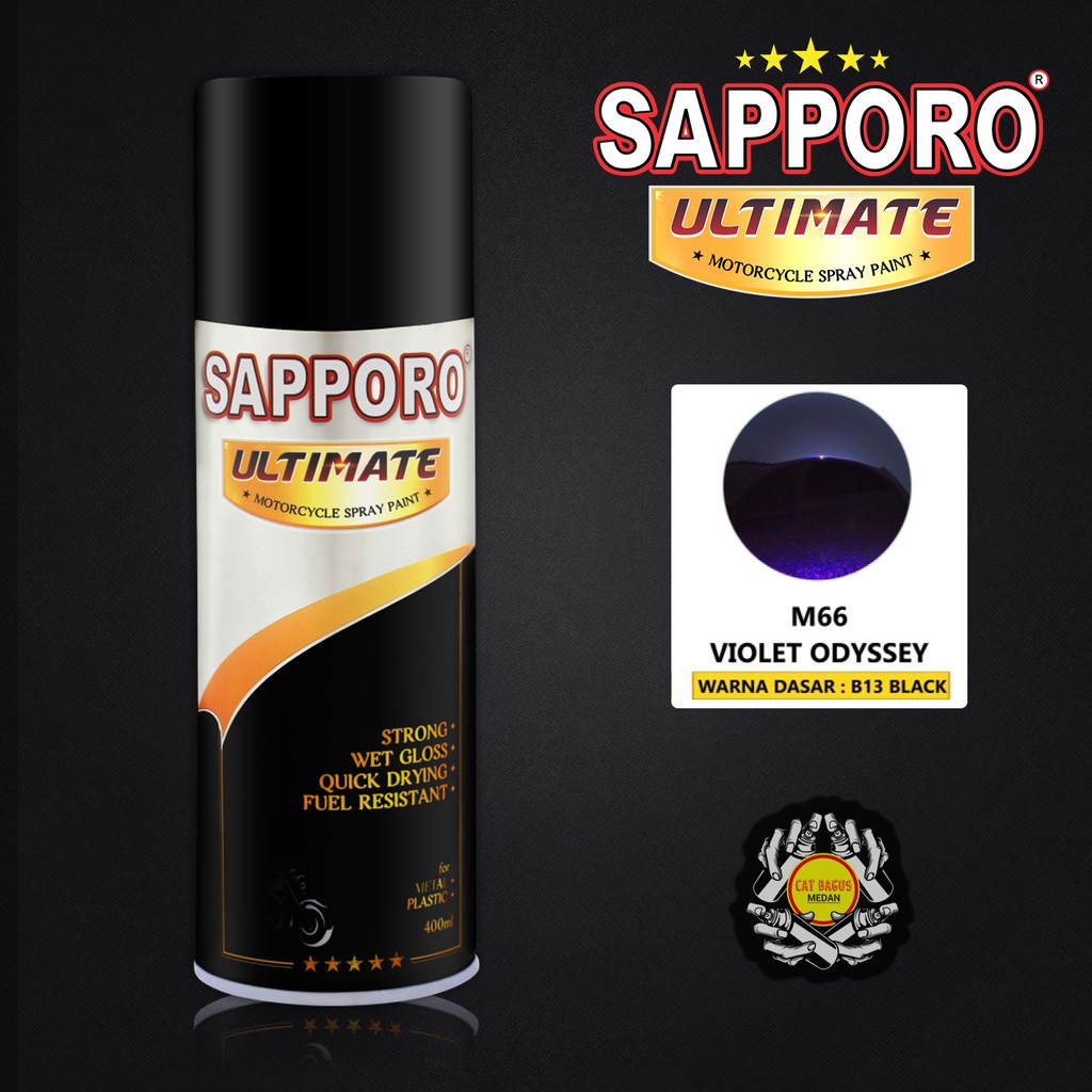 SAPPORO ULTIMATE M66 VIOLET ODYSSEY CAT SEMPROT 400 ML CAT MOTOR AEROSOL PYLOX VIOLET UNGU TUA METAL