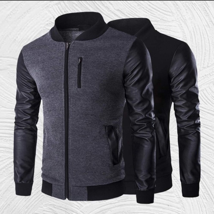 jaket semi kulit pria/jaket motor/jaket harian