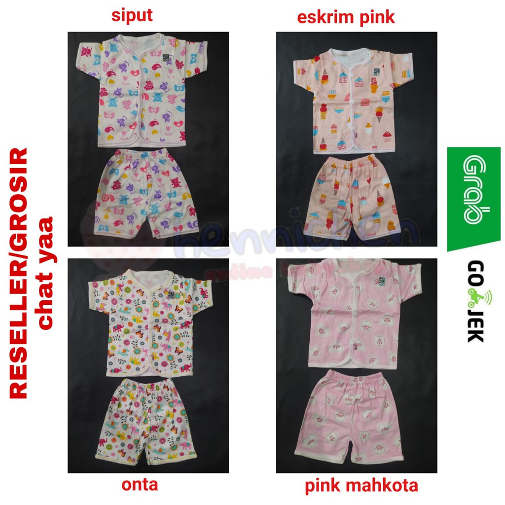 HOKIKU Setelan baju tidur bayi Piyama Bayi Lengan Panjang Pendek Motif Newborn